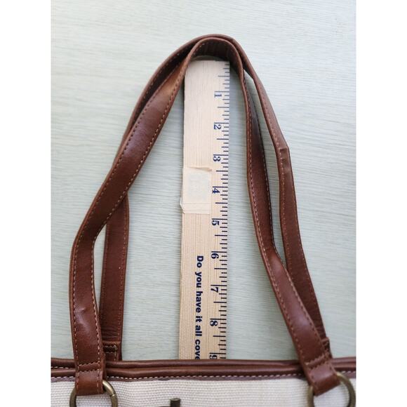 PURSE-COLDWATER CREEK-Beige-Faux Brown Leather-Short Shoulder Strap-Snap Closure - Picture 13 of 16